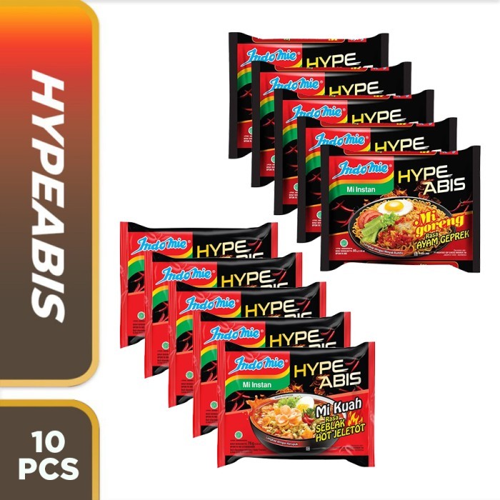 

Ready JT Bundle 10 Pcs - Indomie Hype Abis Ayam Geprek & Seblak Hot Jeletot
