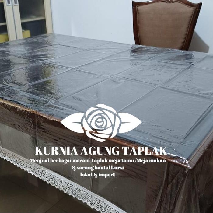 SALE  TAPLAK MEJA MAKAN PLASTIK BENING OVAL PERSEGI DAN BULAT/ TAPLAK MEJA MAKAN PLASTIK BENING 4