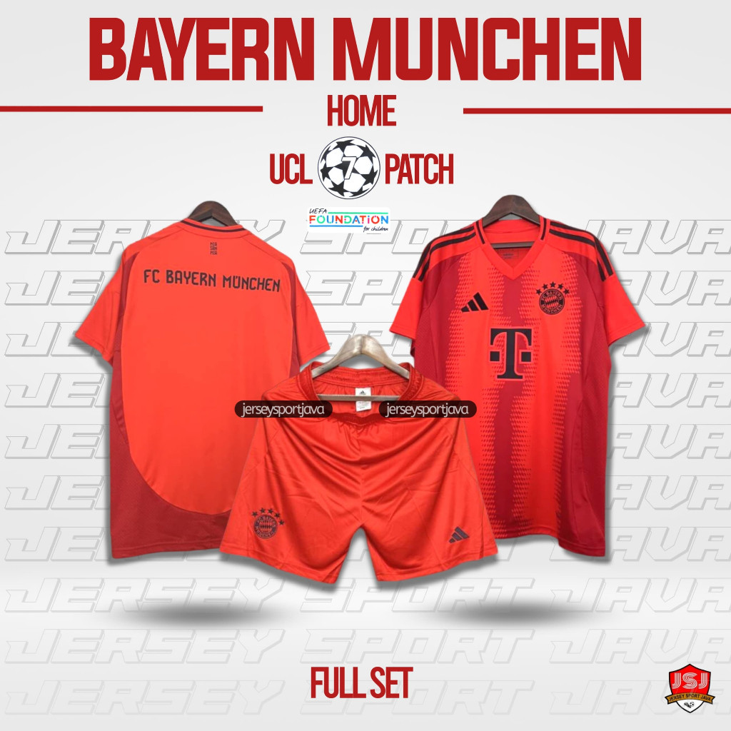 SSN68 ( READY STOK ) SETELAN FULLSET JERSEY BAJU + CELANA BOLA PRIA BAYERN MUNCHEN HOME 2025 NEW