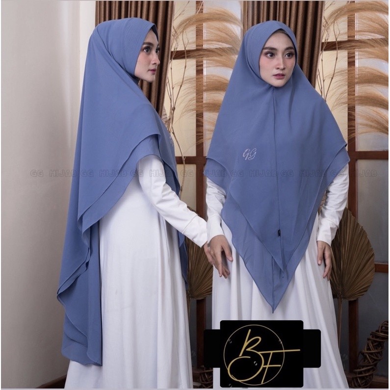 ORI Hijab Swarosky Khimar Syari Jumbo Warna Denim Pengajian Umroh Bahan Ceruty Babydoll JD7