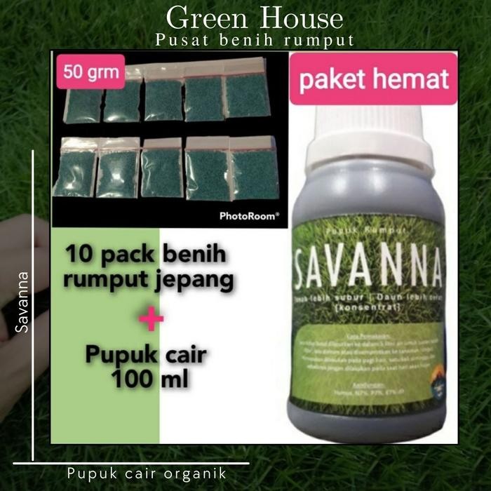 Paket Hemat 10pack benih rumput Jepang + 1botol pupuk 100ml Savanna