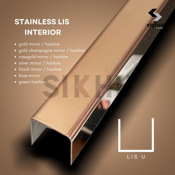 Stainless Lis Interior Lis U Rosegold 20 x 24 x 20mm