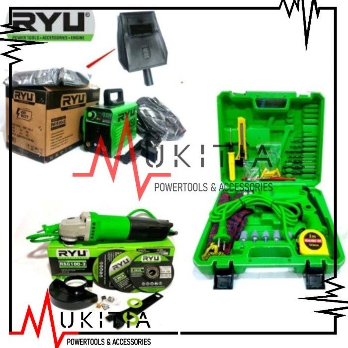 PAKET TEKIRO RYU MESIN LAS BOR GERINDA 45O WATT BOR 10MM DAN GRINDA
