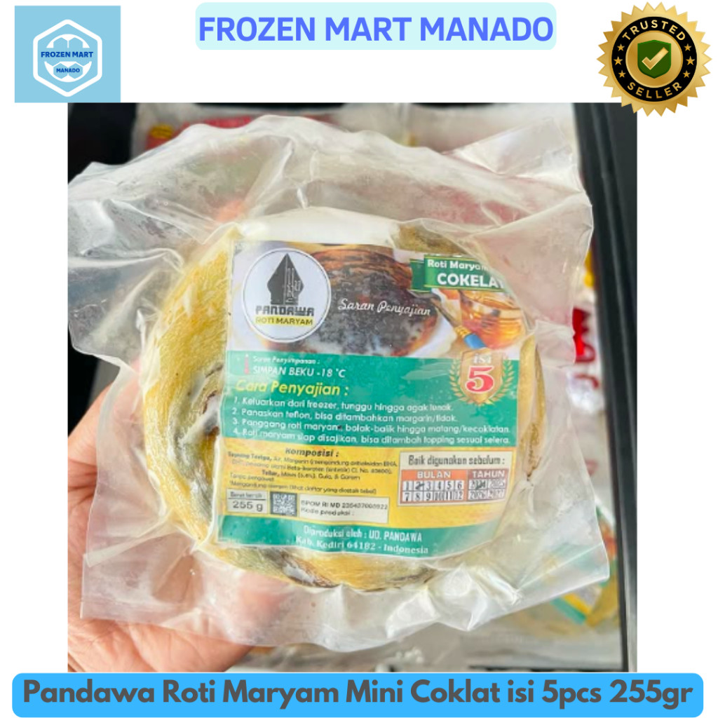 

Pandawa Roti Maryam Mini Coklat isi 5pcs 255gr - Frozen Food Tomohon