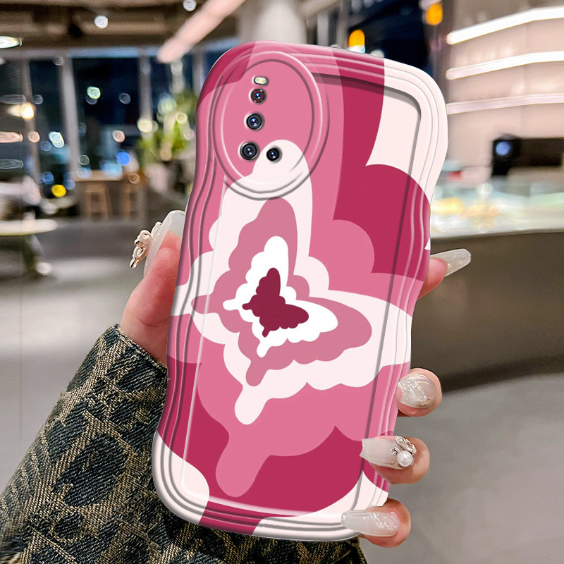 Casing Hp Untuk VIVO V19 V19 Neo V17 V17 Pro Case Krim gelombang Softcase Silikon Kesing kupu-kupu C