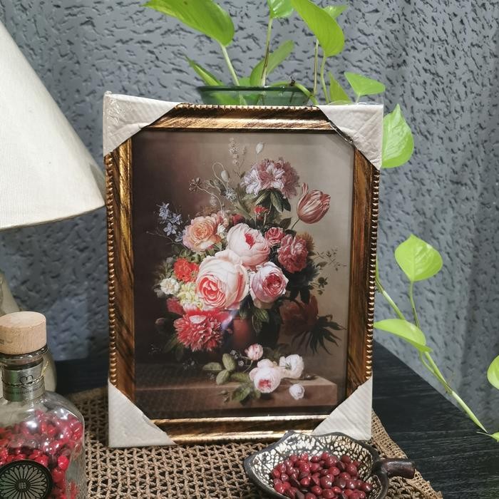 Terlaris Lukisan Gambar Bunga Peony Atas Meja Peony On Table Kaca Siapgantung M