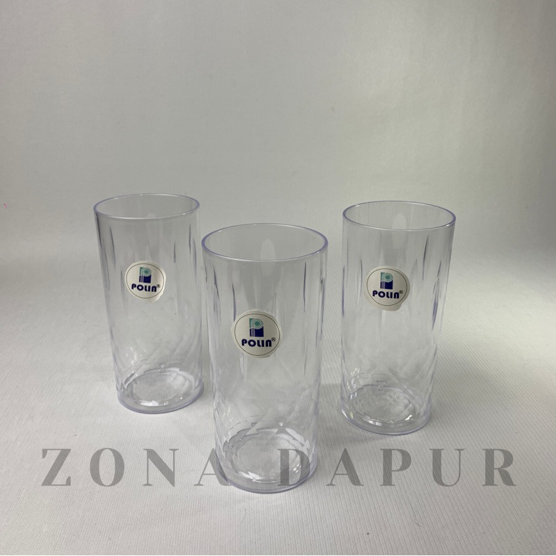 (1 lusin) - Gelas Polin Plastik Bening 450 ml, (GL-121) Gelas Minum Plastik Mika Bening Harian,