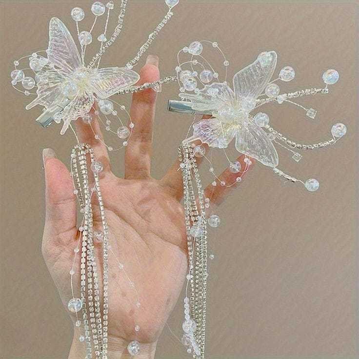 Jepit Kupu Juntai - Jepit Headpiece Kupu Juntai - Aksesoris Pesta