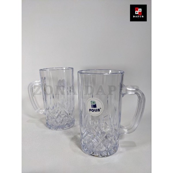 (1 lusin) - Gelas Cangkir Polin Plastik Bening 400 ml (GL-16), Gelas Kristal Bening, Cangkir Plastik