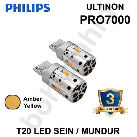 T20 Philips Ultinon PRO7000 LED Sein, Mundur, Senja Socket Tancap W21W Cahaya Kuning / Putih / Merah