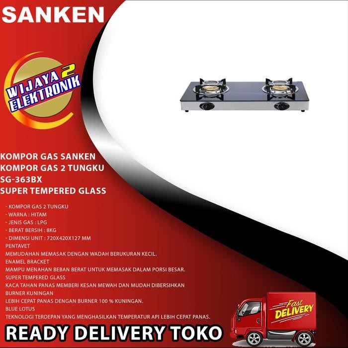 Kompor Gas Sanken Kompor Gas 2 Tungku Sg-363Bx Sg363 Sg363Bx