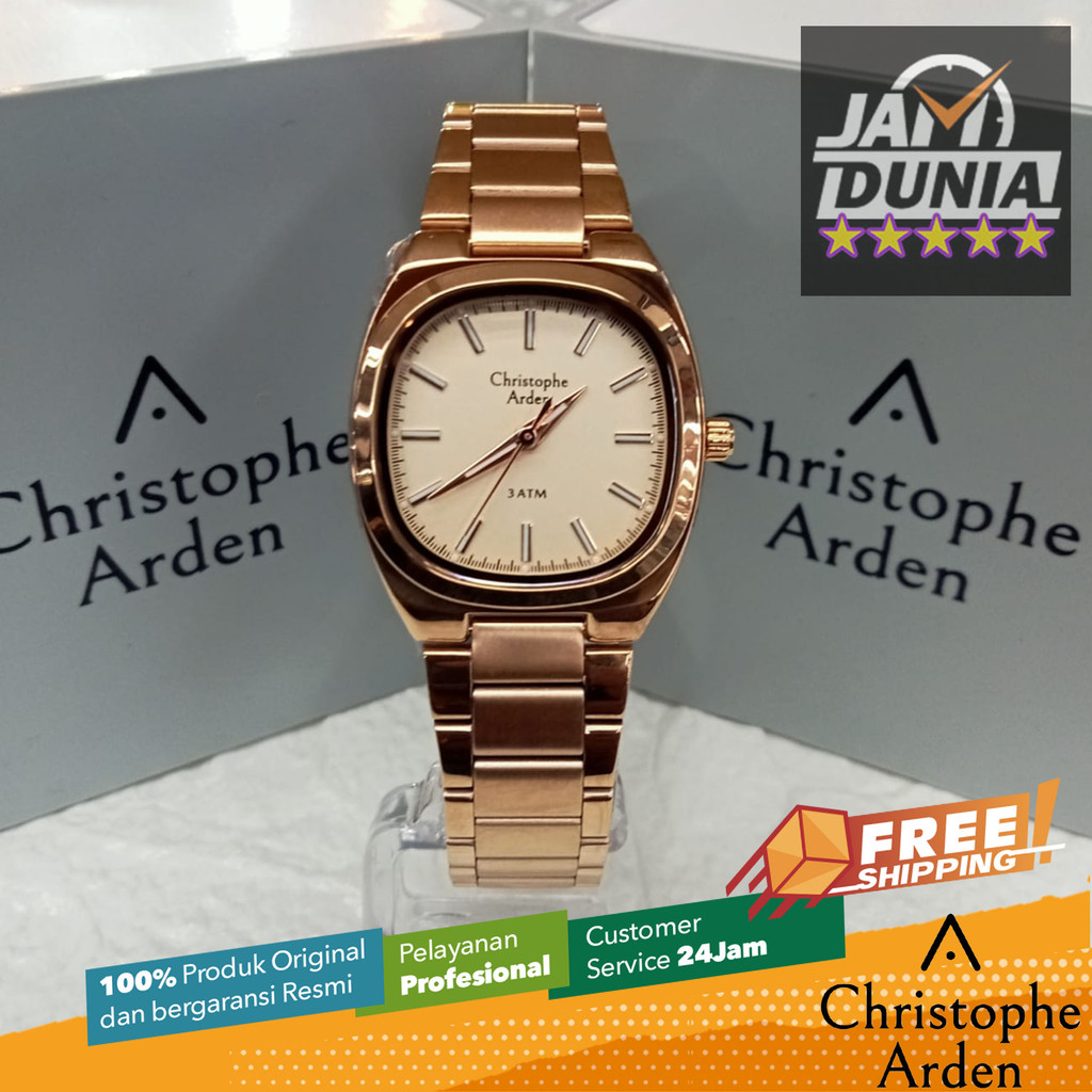 JAM TANGAN CHRISTOPHE ARDEN WANITA ORIGINAL ROSE GOLD STAINLESS STEEL STRAP CAF1005 CA F1005 JAM ANA