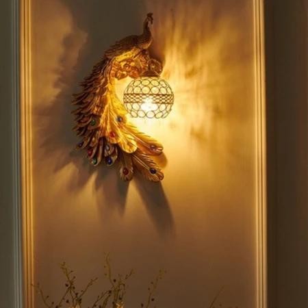 Lampu Dinding Merak Dekorasi Peacock Pajangan Hiasan Burung Merak Di Ruang Tamu / Kamar Tidur