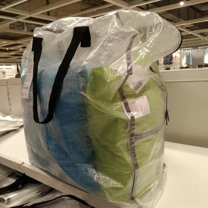 Tas belanja besar putih transparan kantong laundry jumbo resleting