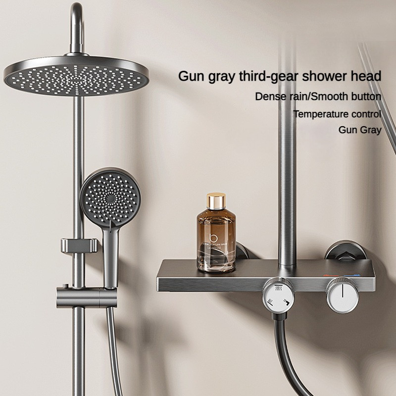 Space Aluminum Wall Mounted Rainlfall Pressurized Hot Cold Shower