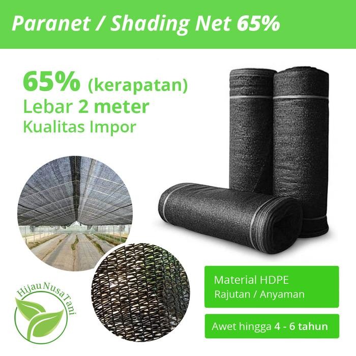 PREMIUM PARANET 65% BLACK SUN NET Lebar 2 meter - Jaring Peneduh Rumah Kaca