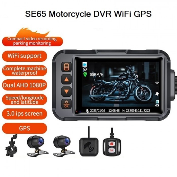 PREMIUM SE65 Waterproof Motorcycle Dash Cam 1080P WiFi Video Kamera Motor GPS