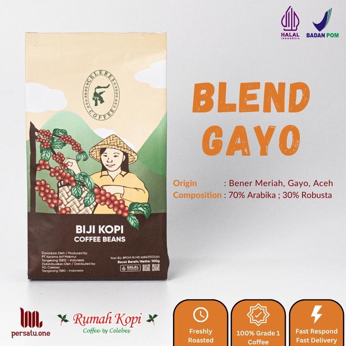 

[CELEBES COFFEE] Kopi Blend Aceh Gayo Bubuk/Biji/Espresso 250 gram