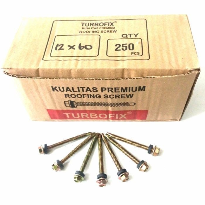 Sale Terbatas Skrup Baja Ringan/Roofing/Spandek Kuning 12X60 - Turbofix 250Pcs Aman