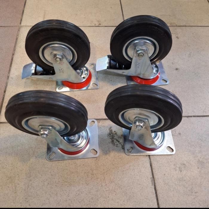 Roda Troli Karet 5 inch 1 set (2Rem+2Hidup)