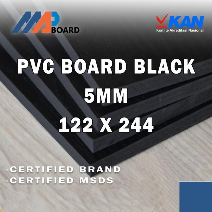 PREMIUM PVC Board Lembaran PVC Foam Board Black MAP Board Ketebalan 5MM Ukuran 122x244 CM
