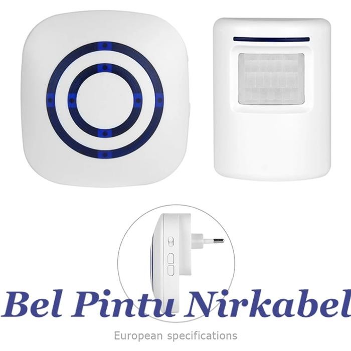 PREMIUM COD Bel Pintu Nirkabel PIR Sensor Inframerah Detektor Gerak Masuk Bel Pintu Alarm W/Receiver