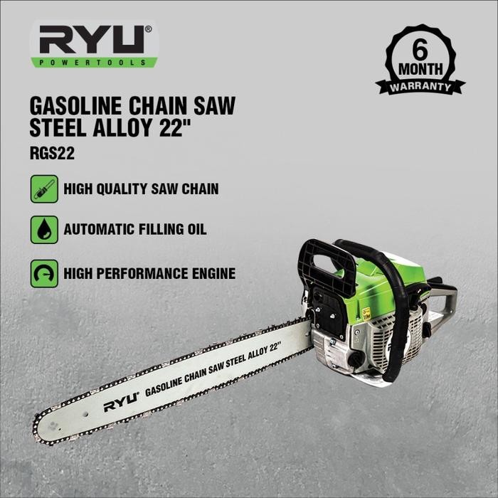 Promo Ryu Gasoline Chain Saw Steel Alloy 22" - Mesin Potong Kayu - Senso