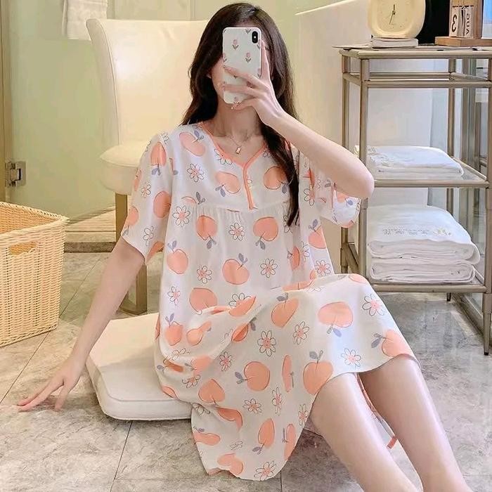 daster lengan pendek piyama wanita import rayon oversize