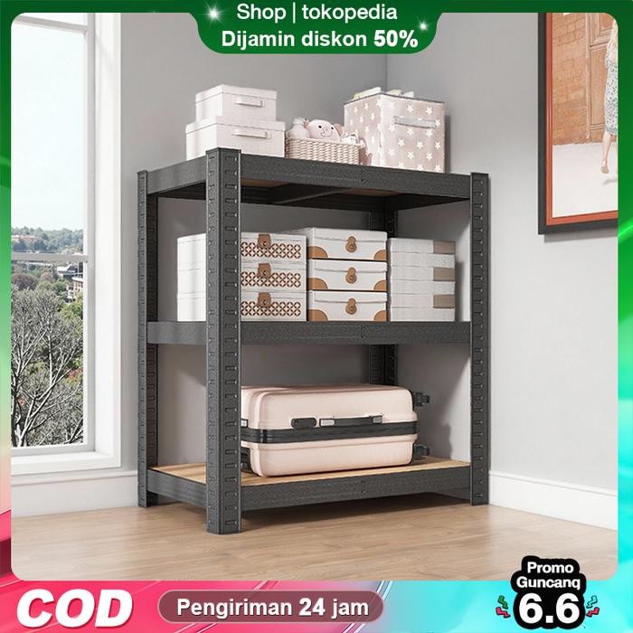 TERBARU Rak besi siku 3/4 susun Rak serbaguna barang dagangan / Kayu/Rak gudang