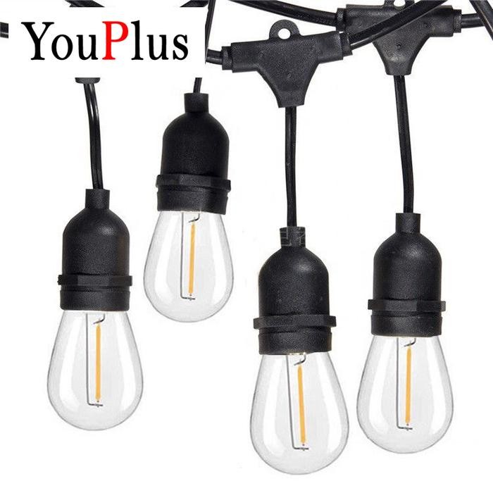 PREMIUM PAKET Fitting Lampu Cafe Gantung Outdoor 10 Meter / Lampu Filamen LED dengan kabel fiting