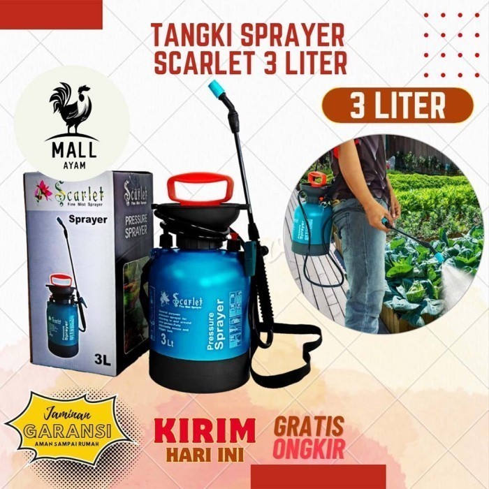 Ayam Mall Tangki Sprayer Scarlet 3 Liter Alat Semprot Semprotan Penyemprotan Tanaman Rumput Hama