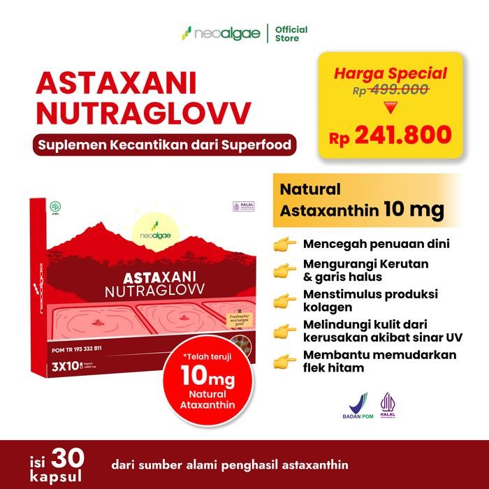 [PROMO GUNCANG 5.5] Astaxani Nutraglow - Natural Astaxanthin 10 mg - Nutrisi Alami Mencerahkan