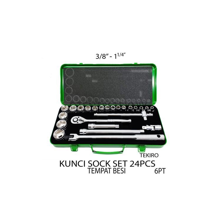 TEKIRO SOK SET 1/2" 24PCS 3/8" - 1 1/4" BOX BESI - SOCK SOCKET 24 PCS
