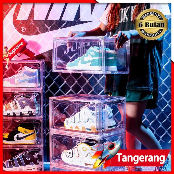 Acrylic Shoe Box Display Rak Kotak Sepatu Akrilik Transparan Besar