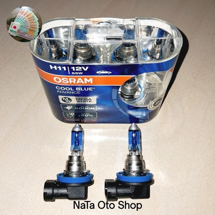 Bohlam Osram H11 Halogen Cool Blue Advance Mega White 5000K Original Osram