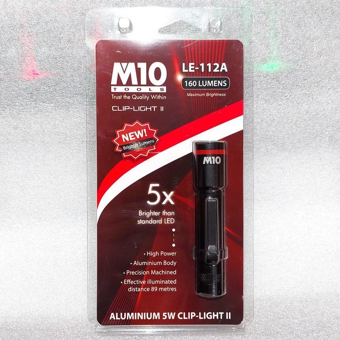 M10 LE-112A 160 LUMENS ALUMINIUM 5W CLIP-LIGHT II / Senter LED / Water-Resistant IP54 Flashlight