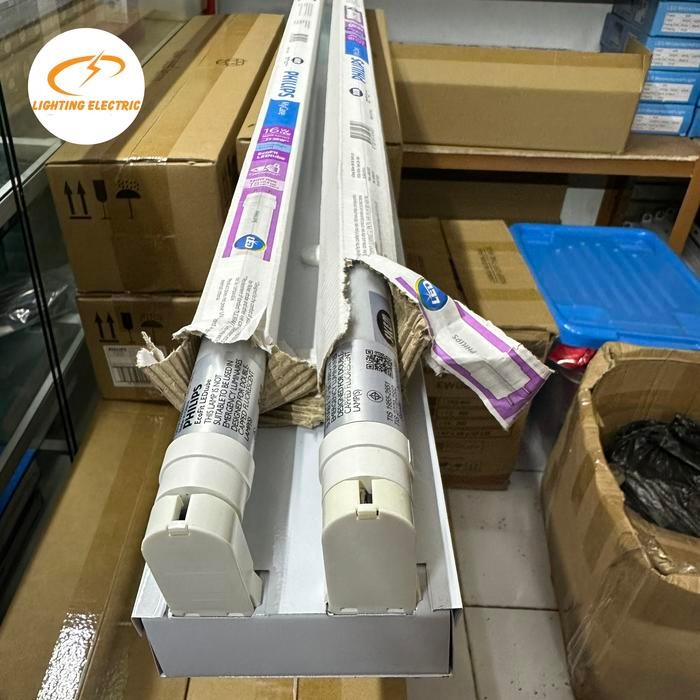 Kap Lampu tl led isi 2 lampu kap balok 2x36 2x16 2x18 W Watt Philips
