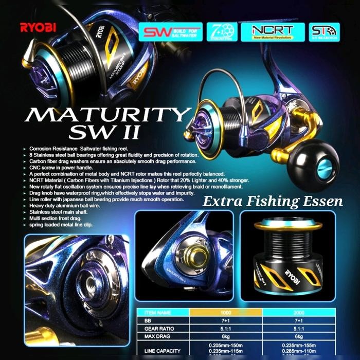 Reel Ryobi Maturity SW II Saltwater Terbaru Spinning Reel Laut Ikan
