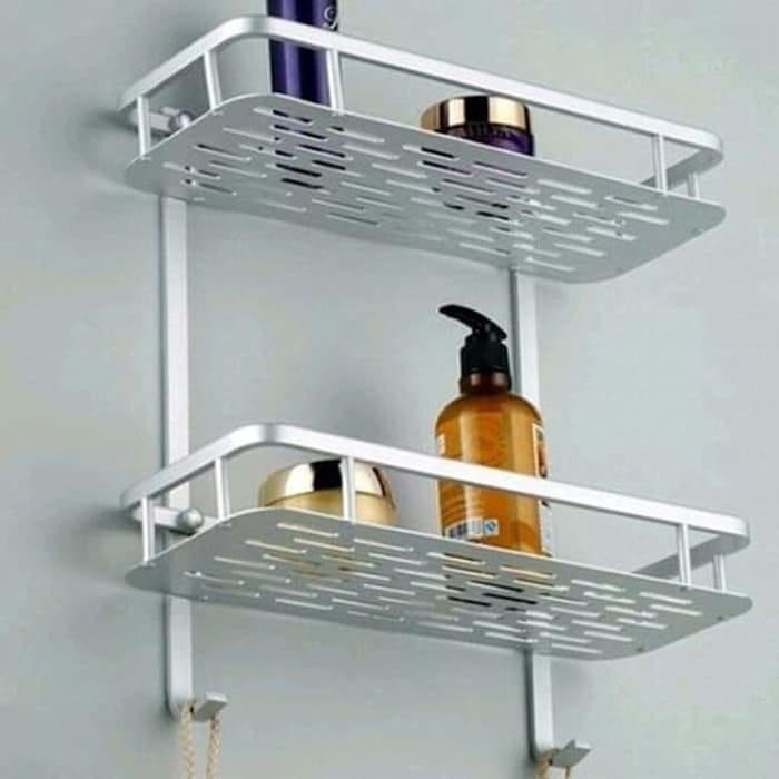 PREMIUM Rak Kamar Mandi Toilet Rak Dinding Stainless Tempat Sabun Shampoo
