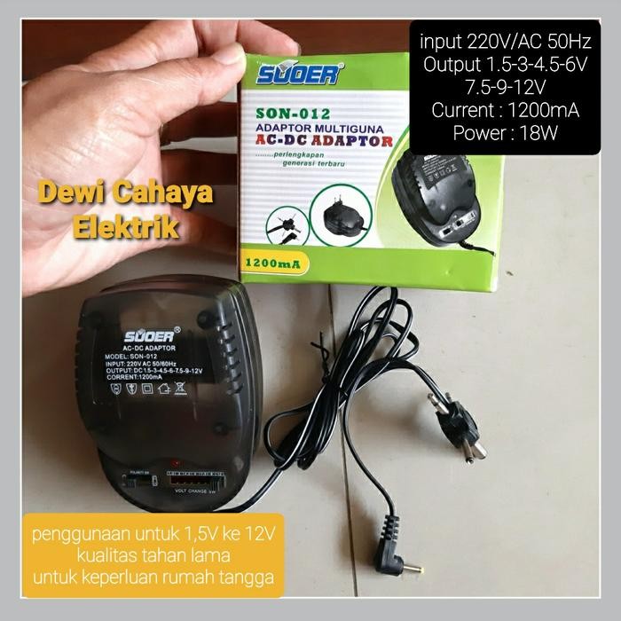 ADAPTOR MULTIGUNA 1200MA - 220V - AC 50HZ - ADAPTOR AC - DC TRANSPARAN