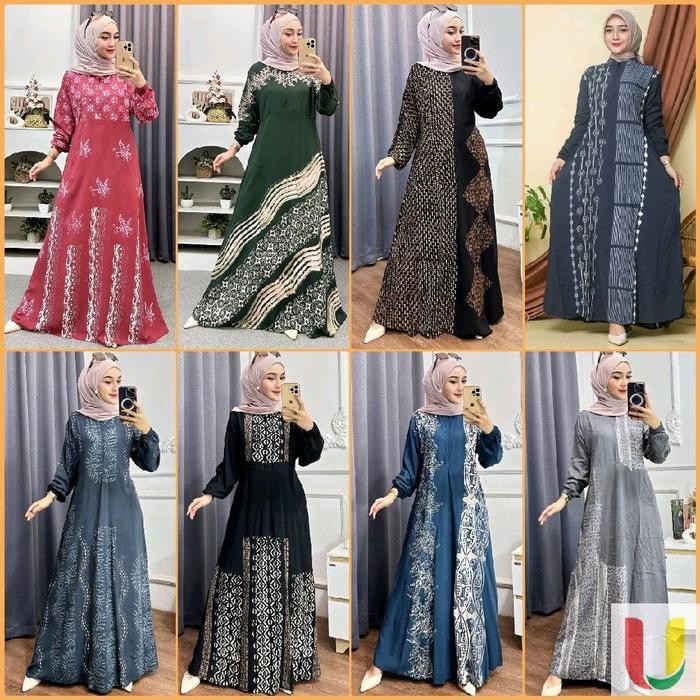 Gamis Lebaran Terbaru 2025 Rayon Twill Premium Pekalongan Home Dress Busui Jumbo Batik Usman Muslim