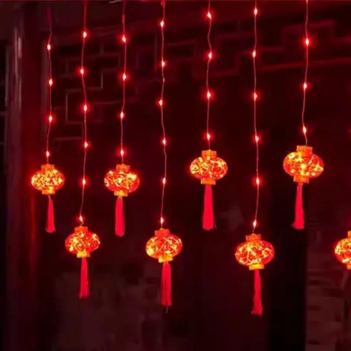 Lampu Tirai Lampion Led Hiasan Imlek Sincia Lampu Hias Led Tirai Imlek Berkualitas
