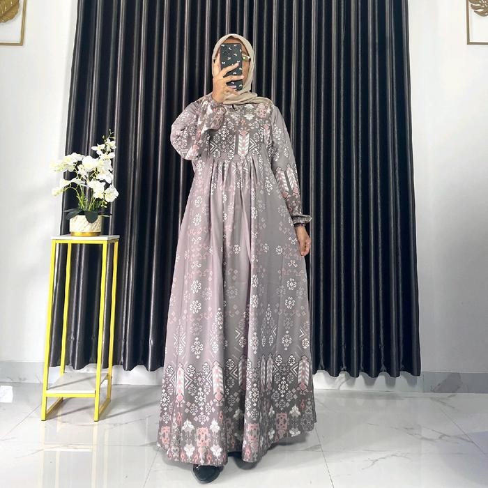 Ameera Gamis Silk Premium Bahan Maxmara Luxury + Gamis Simple Mewah Elegant Terbaru