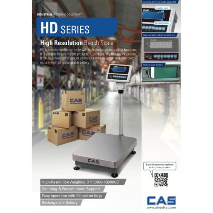 TIMBANGAN LANTAI DIGITAL 75KG 40X50CM CAS HDI BENCH SCALE 75KG