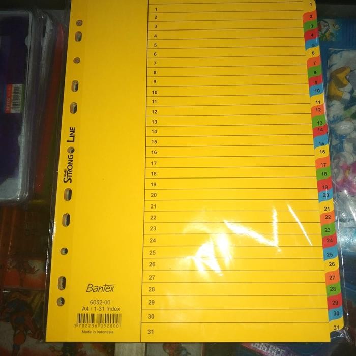 

DIVIDER FILE A4 BANTEX / 1 - 31 INDEX KODE 513
