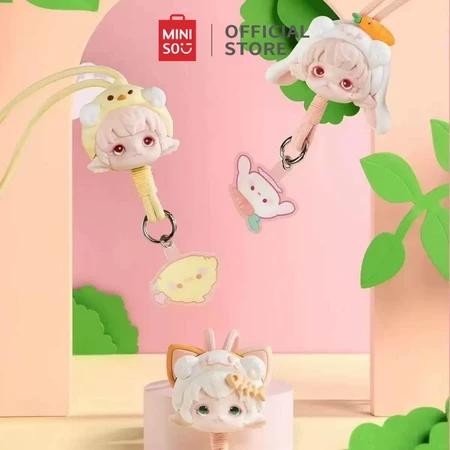 Kaisar.store5 Miniso Rice Roll's Pajama Party - Hanging Rope Blind Box gantungan hp gantungan tas