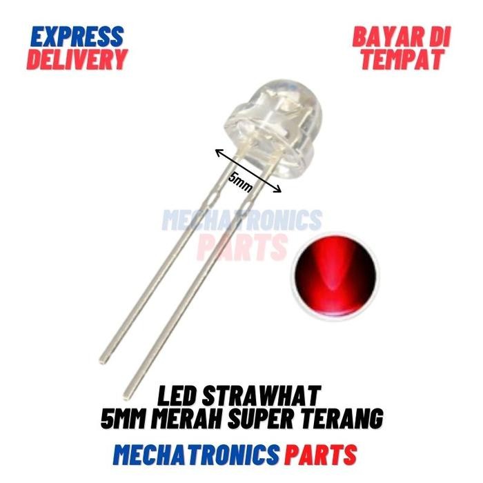 Led Strawhat 5Mm Red Straw Hat Lampu Led Topi Merah Super Terang