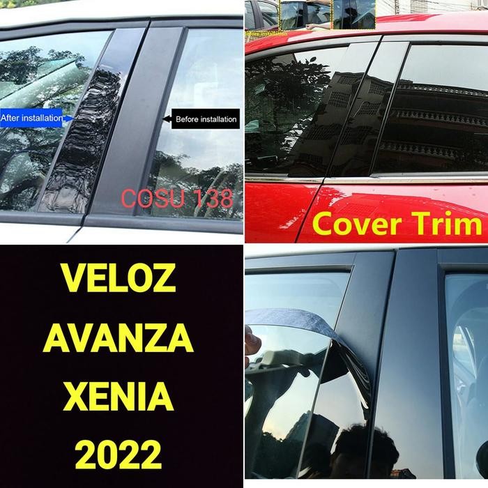 Sticker Pintu Pilar Piano Black Glossy Veloz Avanza No Xenia 2022