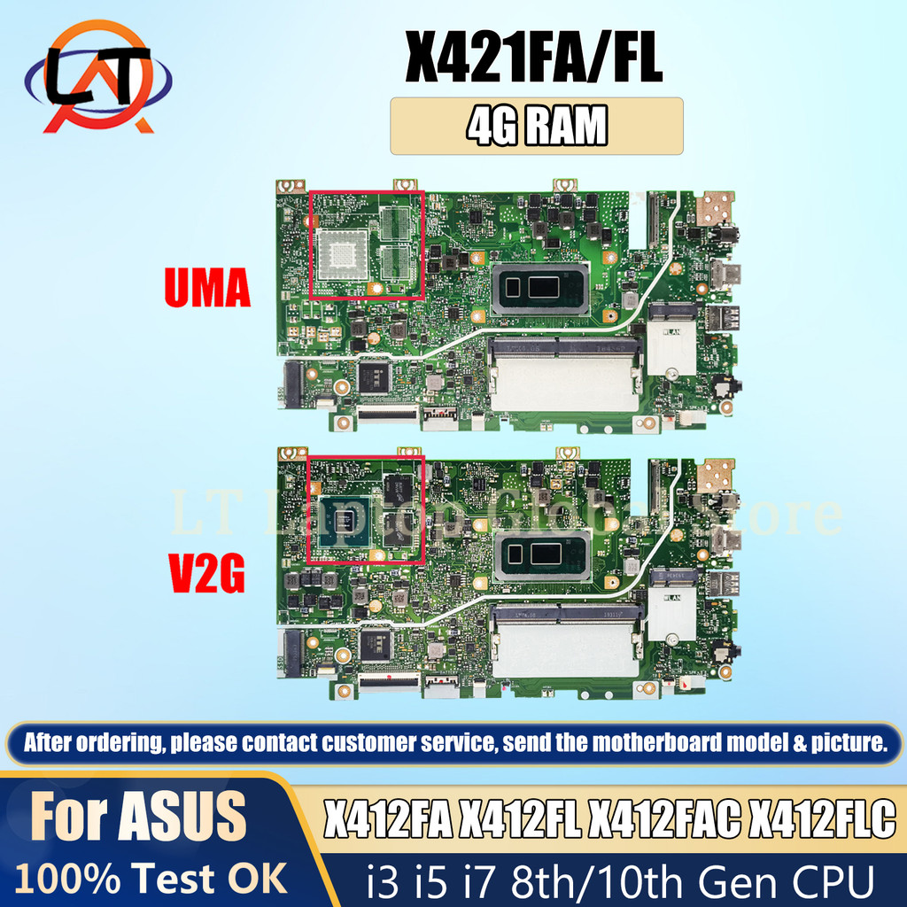 Laptop Mainboard X412FAC For ASUS X412FA X412FL X412FLC X412FJ A412F motherboard with CPU intel I3 I