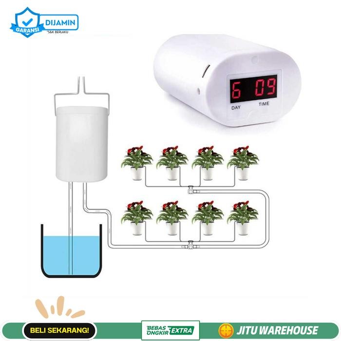 Penyiram Tanaman Otomatis Timer Elektrik Alat Siram Drip 8 Pot Bunga